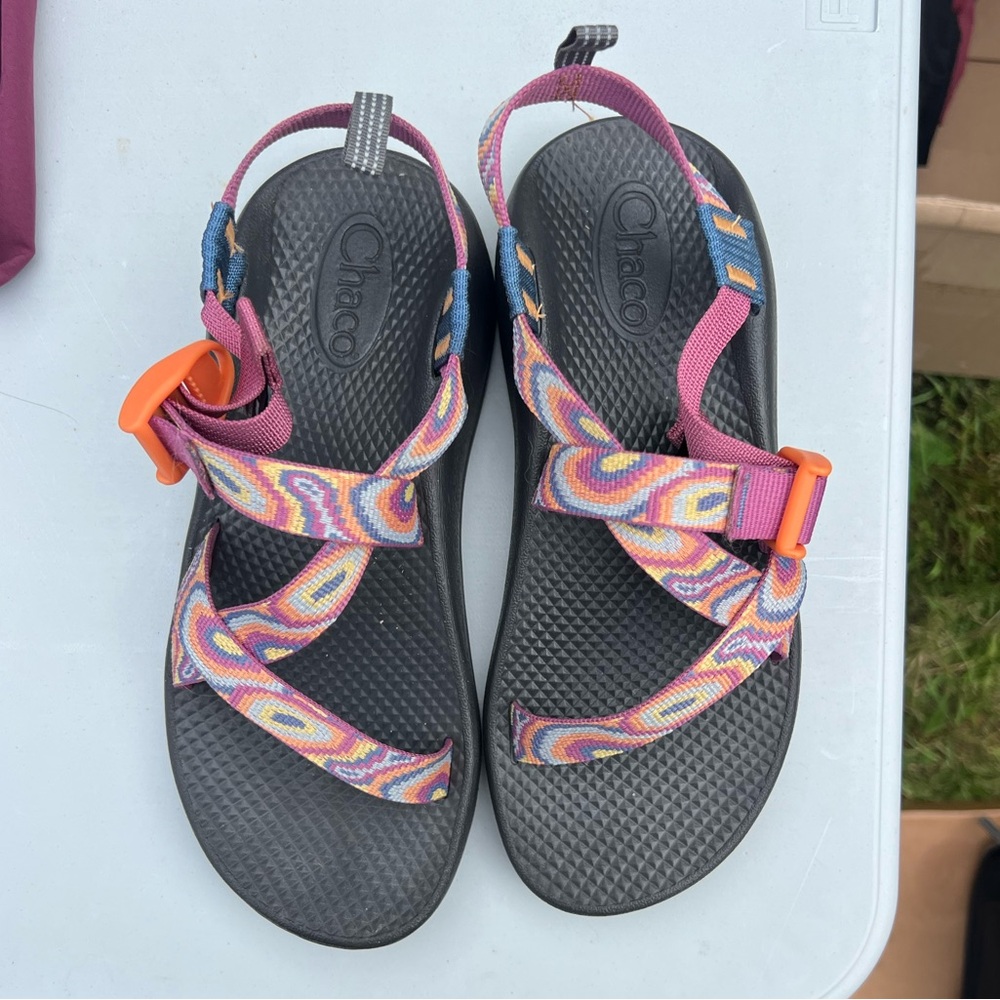 Chaco Black Sandals with Colorful Straps